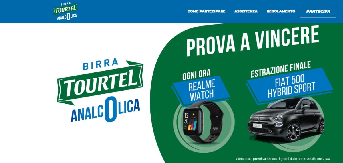 Concorso Birra Tourtel: vinci Realme Watch e FIAT 500 Hybrid | Come Partecipare - 
