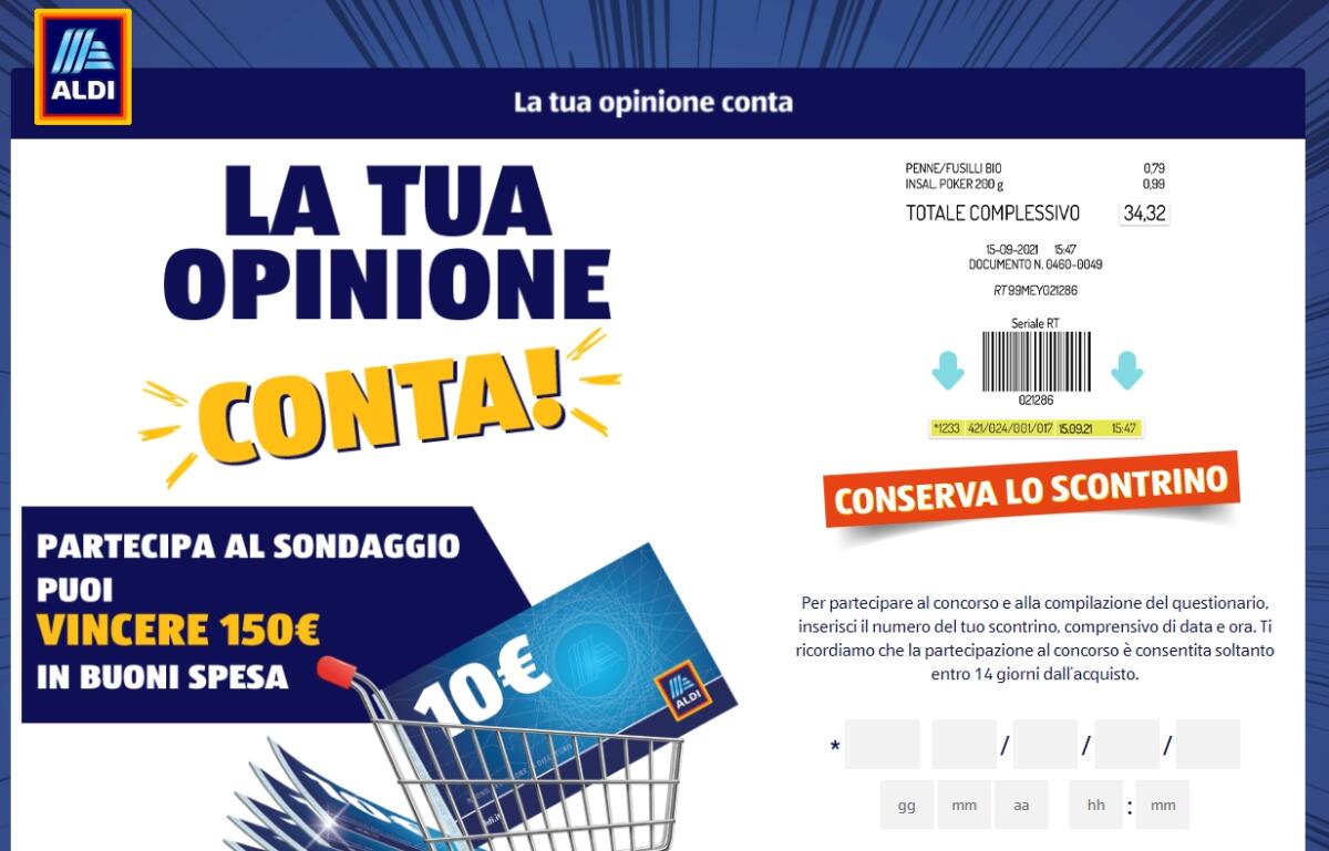 Concorso Aldi: vinci buono spesa da 150 euro | Come Partecipare - 