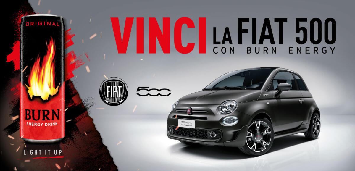 Concorso Burn: vinci FIAT 500 Hybrid| Come Partecipare - 