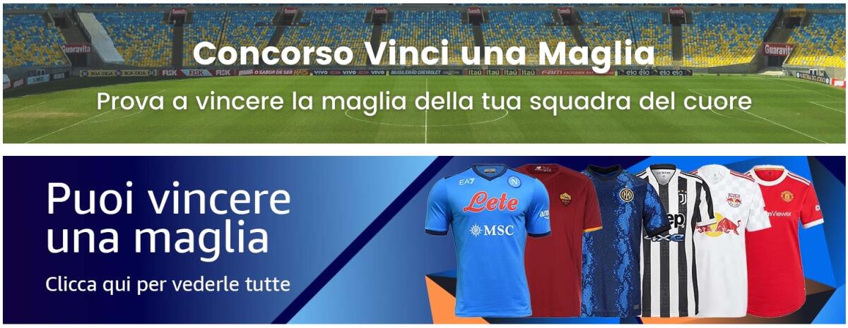 Concorso Amazon: vinci la maglia della tua squadra di calcio | Come Partecipare - 