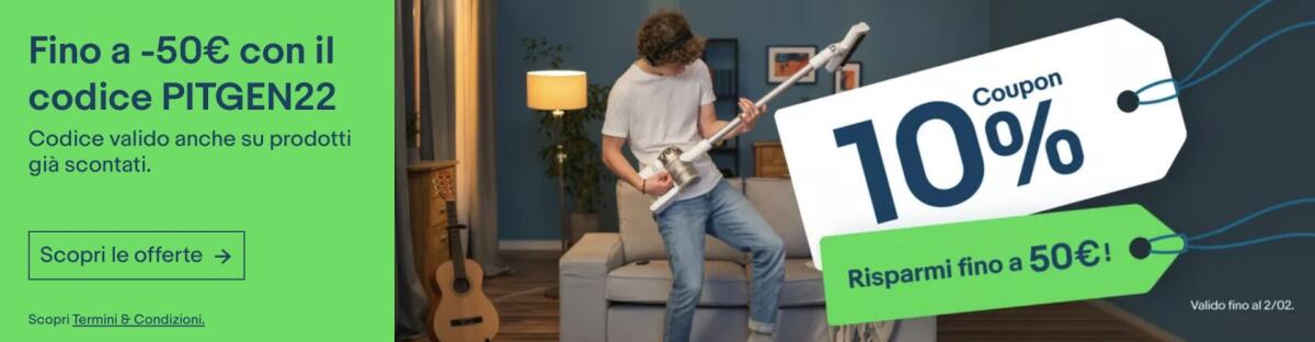 Coupon Sconto eBay Gennaio 2022: PITGEN22  10% - 