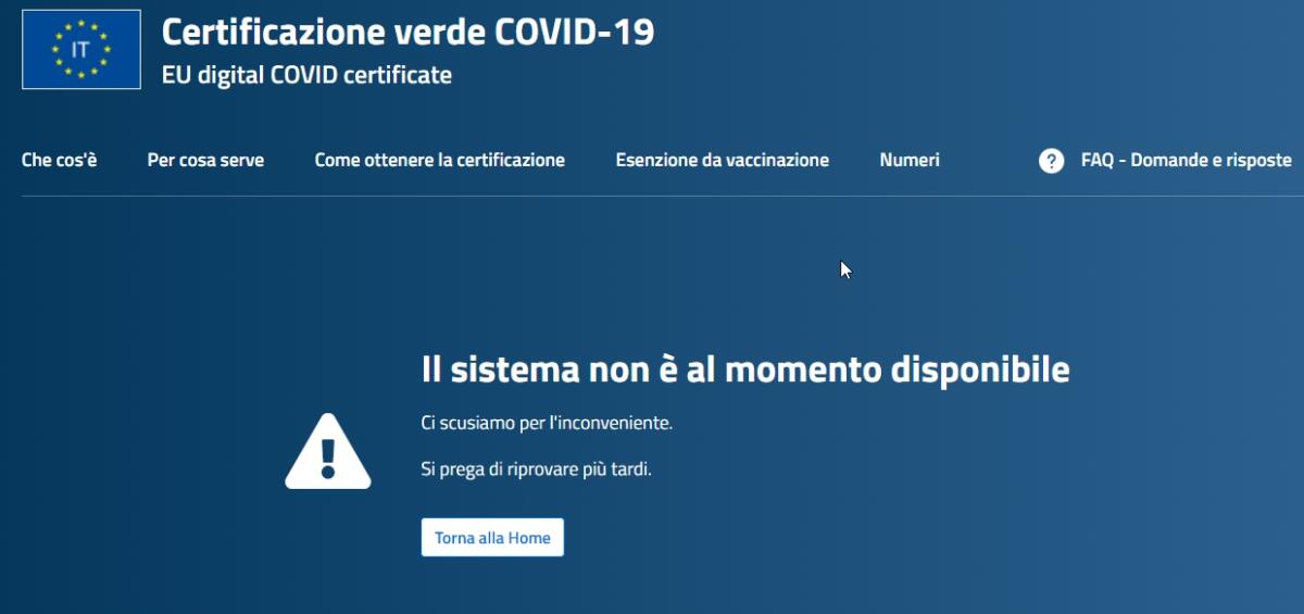Impossibile accedere o scaricare Green Pass, sito e app DOWN - 