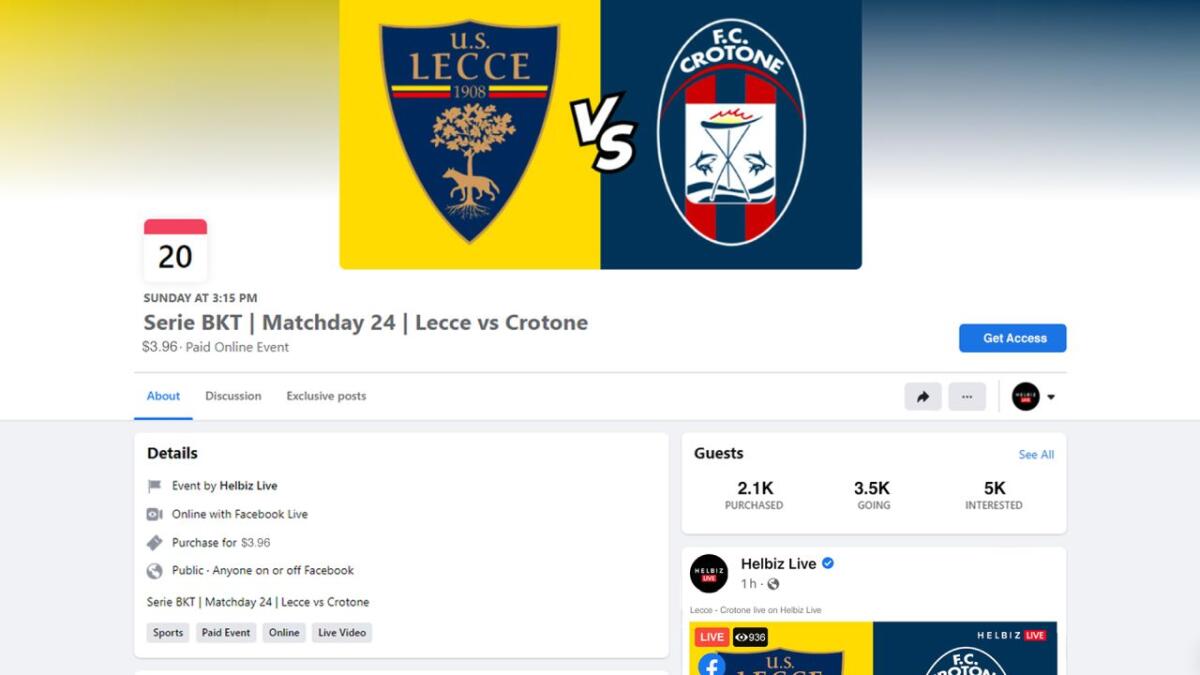 Guardare la Serie B in streaming su Facebook con Helbiz - 