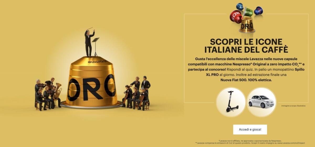 Concorso Lavazza: vinci monopattini e FIAT 500 | Come Partecipare - 
