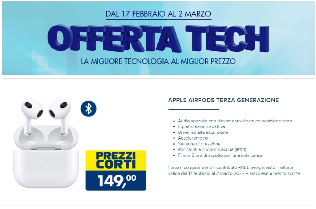 OFFERTA AirPods 3 a 149 euro da Esselunga | Da Prendere - 