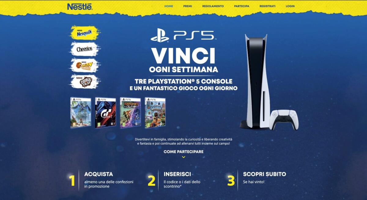 Concorso Nestlè: vinci Playstation 5 e giochi | Come Partecipare - 