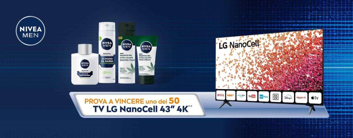 Concorso Nivea Men: vinci TV LG NanoCell da 43 pollici 4K | Come Partecipare - 