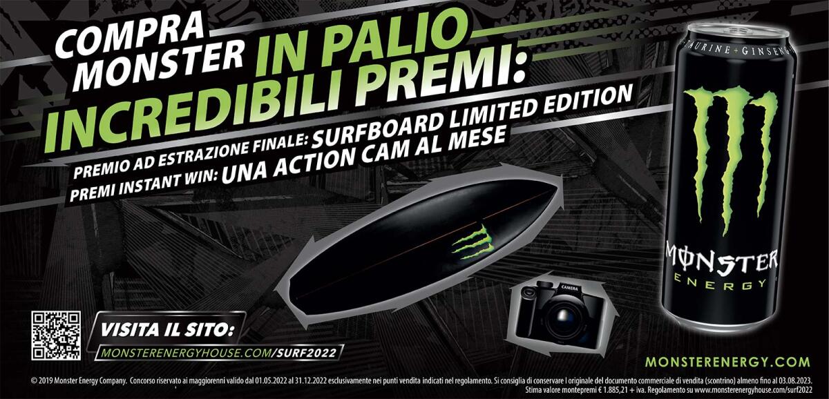 Concorso Monster: vinci action cam e Surfboard | Come Partecipare - 