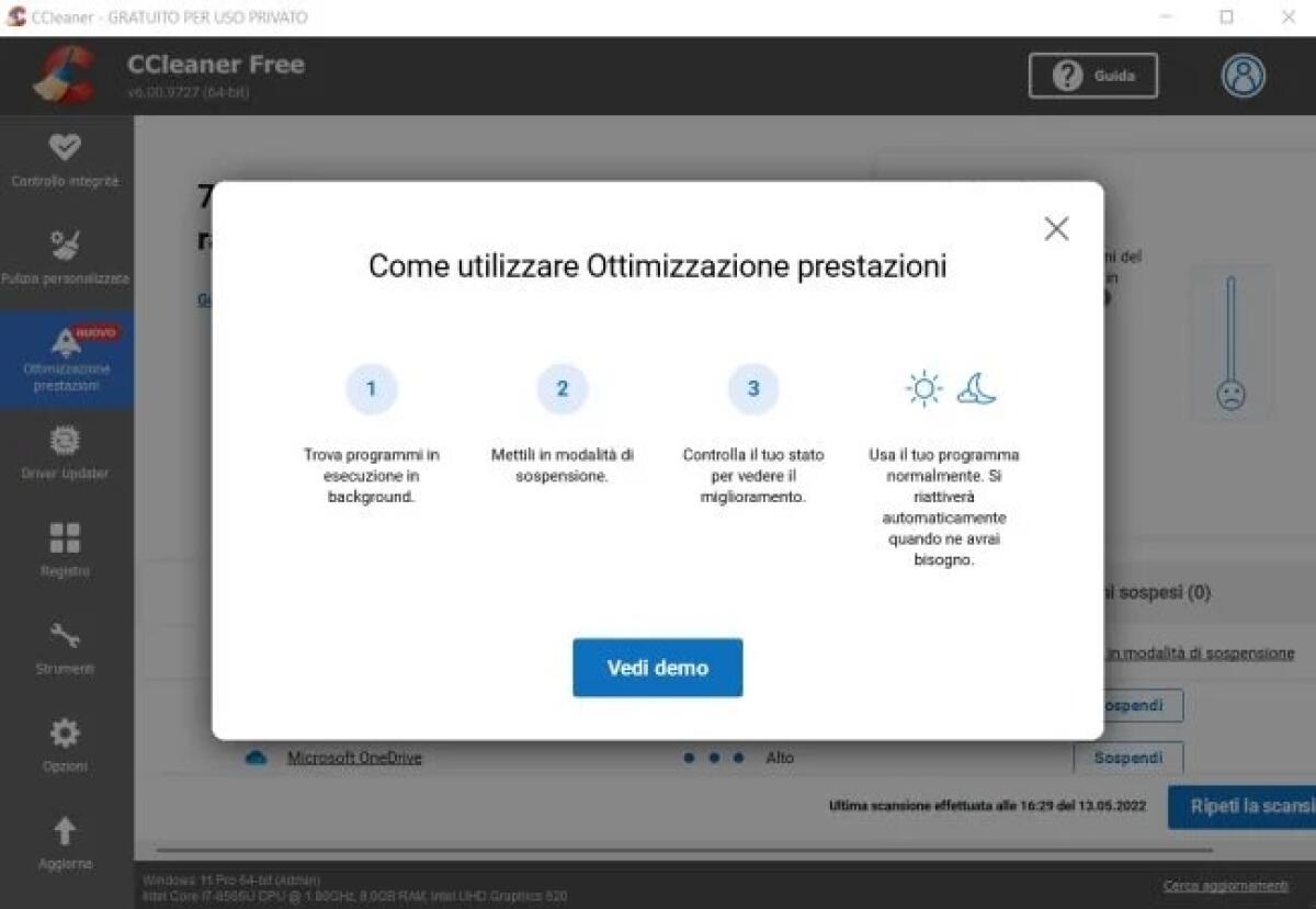 Nuova funzione Ottimizzazione Prestazioni di CCleaner 6.0 - 
