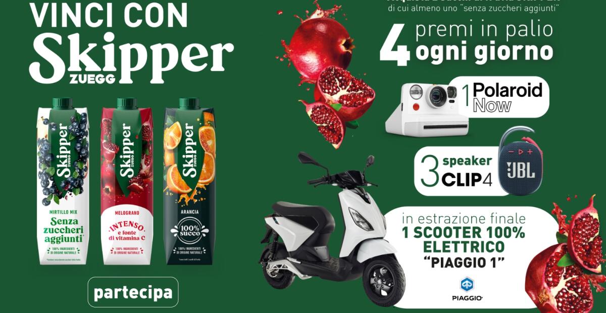 Concorso Skipper: vinci Speaker, Polaroid Now e 1 Scooter Elettrico | Come Partecipare - 