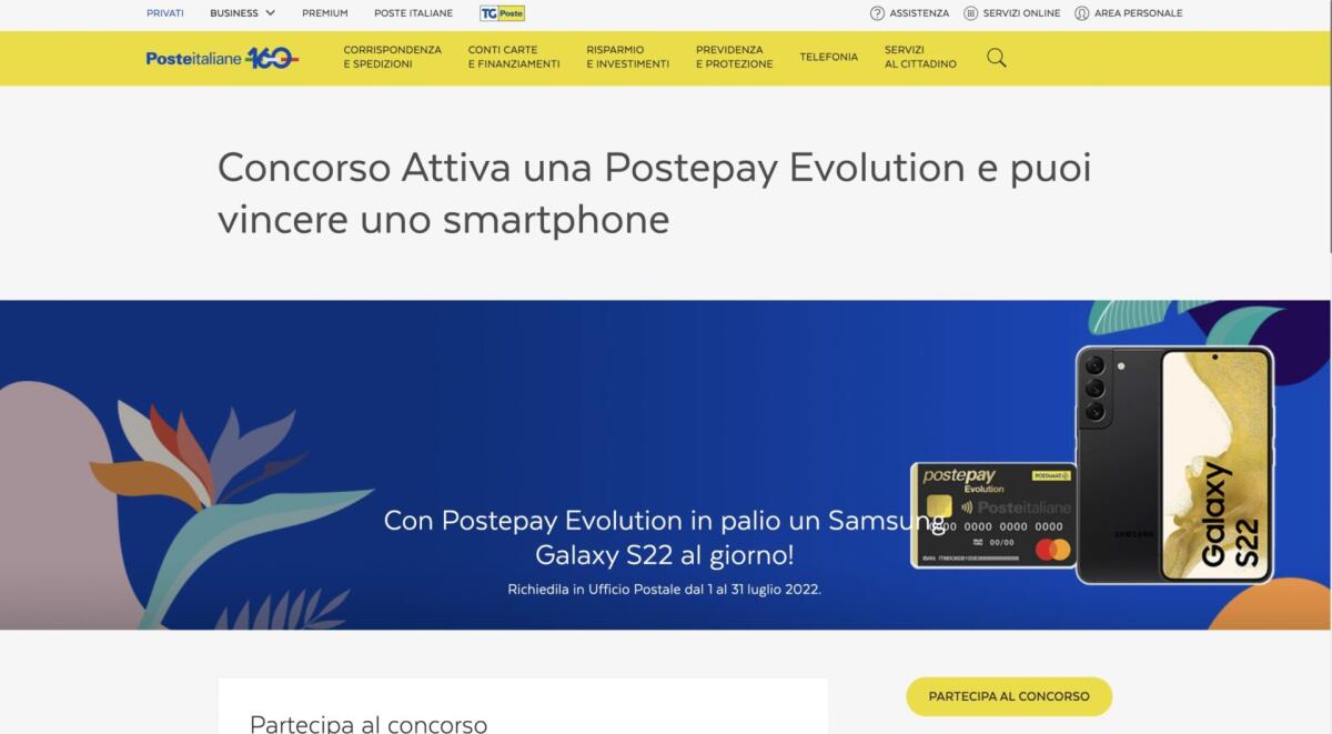 Concorso Postepay Evolution: vinci Samsung Galaxy S22 | Come Partecipare - 