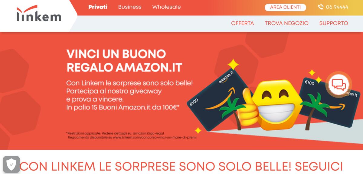Concorso Linkem: vinci buoni Amazon da 100 euro | Come Partecipare - 