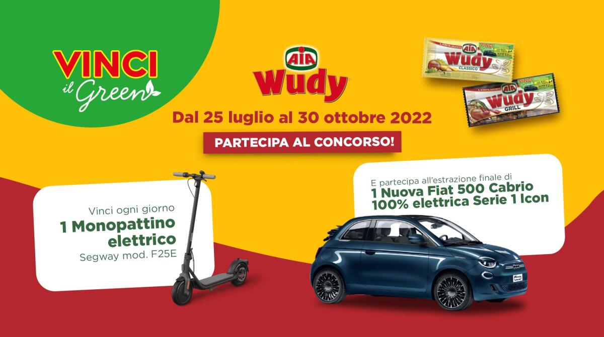 Concorso Wudy AIA: vinci monopattini e FIAT 500 elettrica | Come Partecipare - 