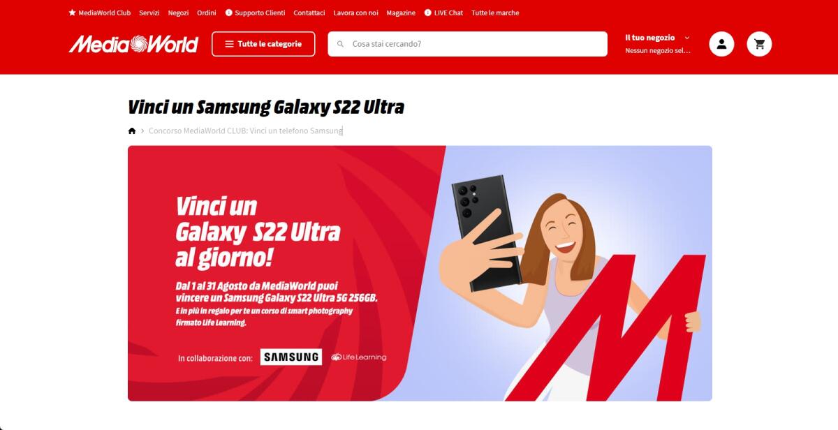 Concorso Mediaworld: vinci Galaxy S22 Ultra | Come Partecipare - 