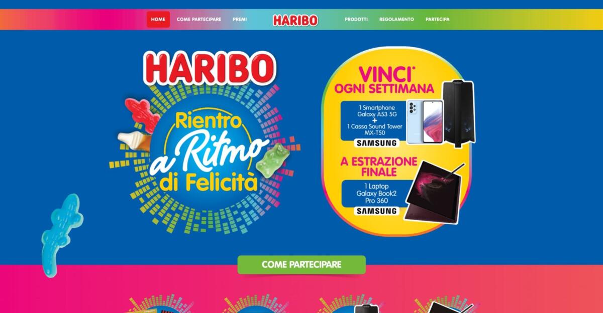 Concorso Haribo: vinci Galaxy A53, cassa e un Galaxy Book2 Pro 360 | Come Partecipare - 