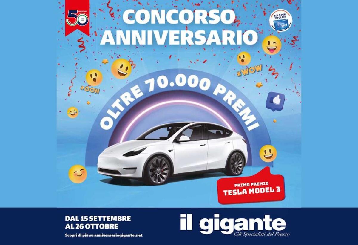 Concorso Il Gigante: vinci Tesla Model 3 e oltre 70.000 premi | Come Partecipare - 