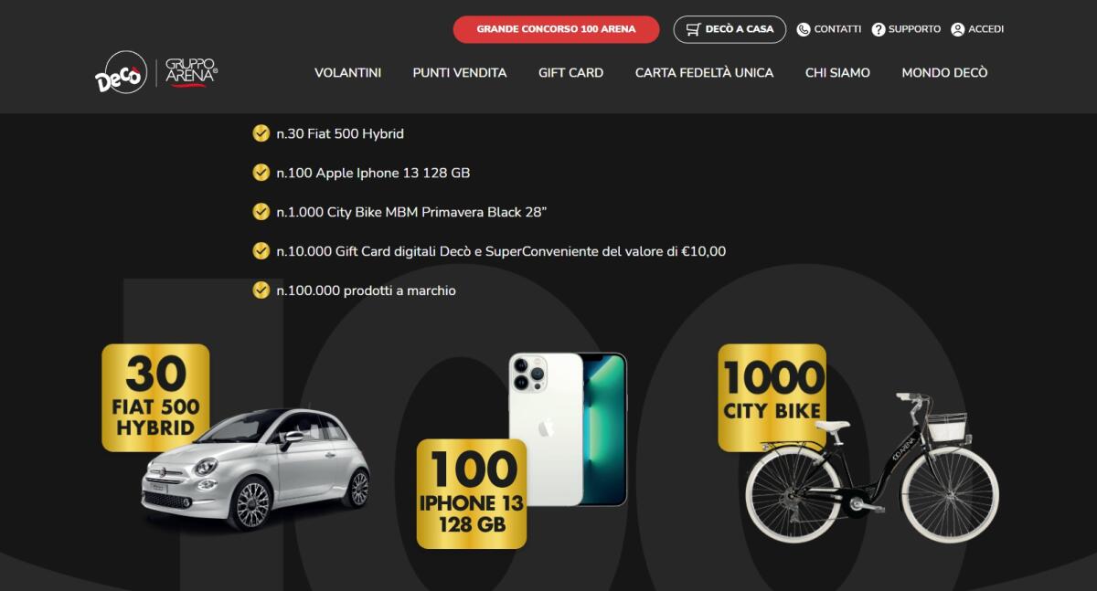 Concorso Arena: vinci auto, iPhone, viaggi, e-bike | Come Partecipare - 