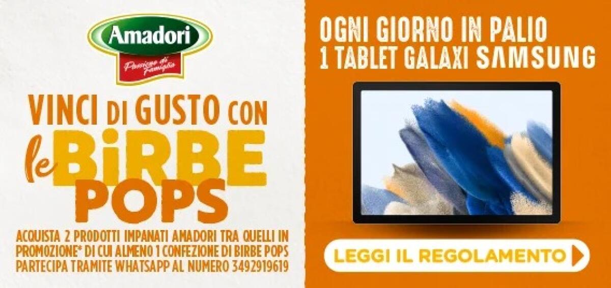 Concorso Amadori: vinci ogni giorno 1 tablet Samsung | Come Partecipare - 