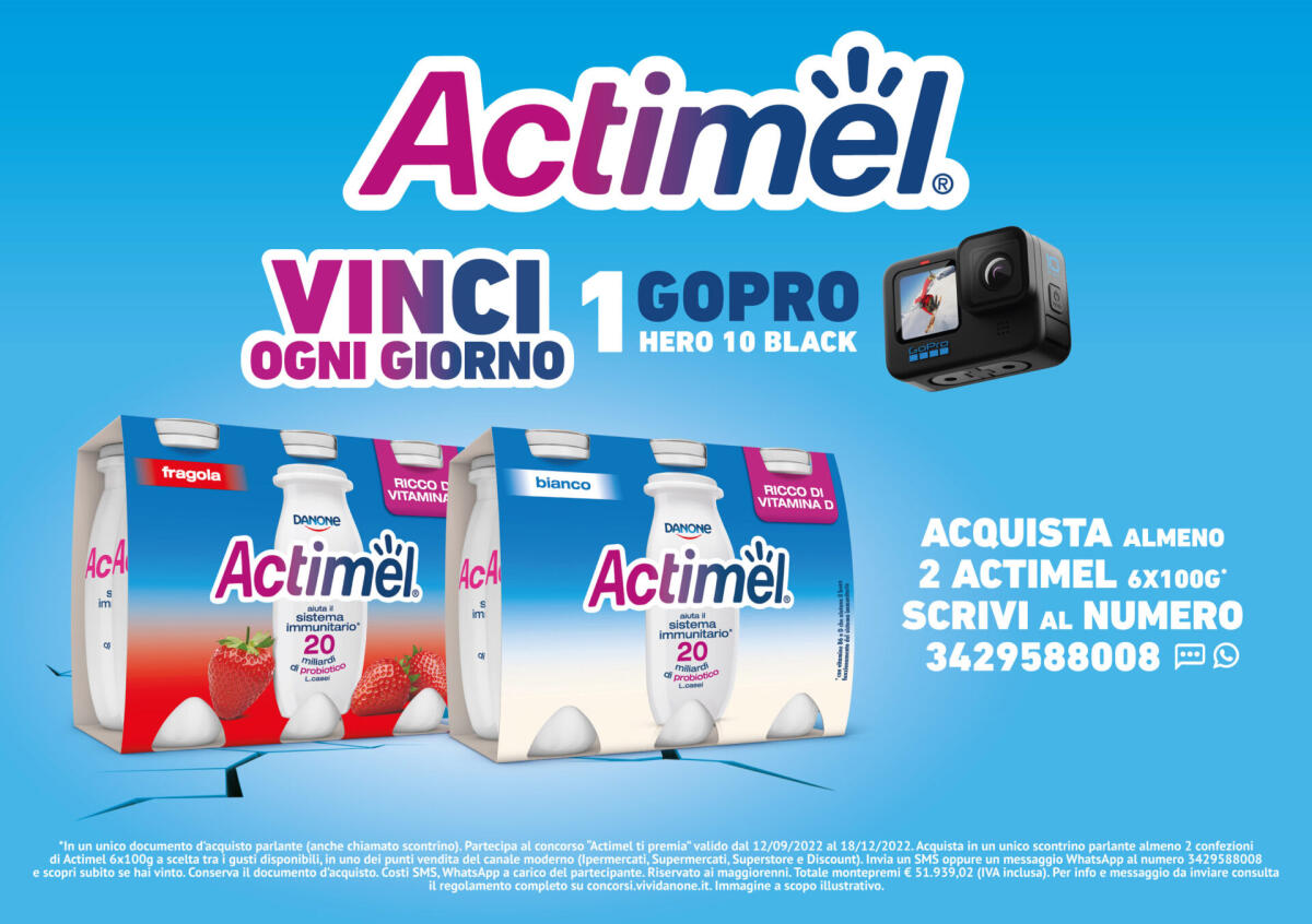 Concorso Actimel: vinci GoPro Hero 10 Blac | Come Partecipare - 