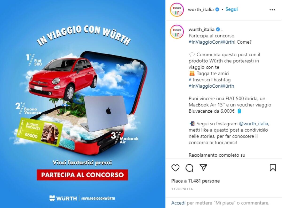 Concorso Würth: vinci Fiat 500 e MacBook | Come Partecipare - 