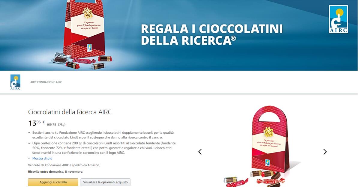 Sostieni Fondazione AIRC: regala i cioccalatini su Amazon - 