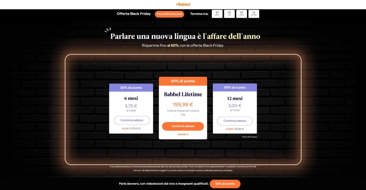 Abbonamento Babbel scontato del 60% per il Black Friday - 