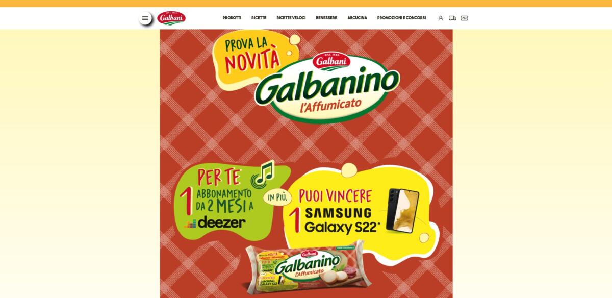 Concorso Galbanino: vinci Samsung Galaxy S22 e Deezer | Come Partecipare - 