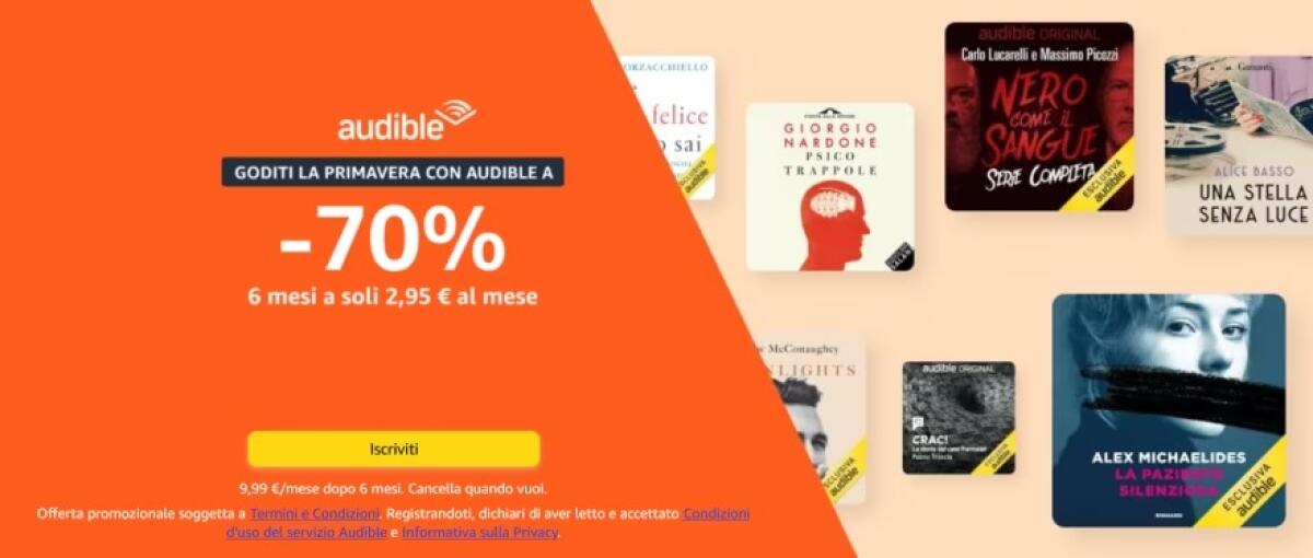 Sorpresa di primavera: Audible 6 mesi a 2,95 € al mese - 