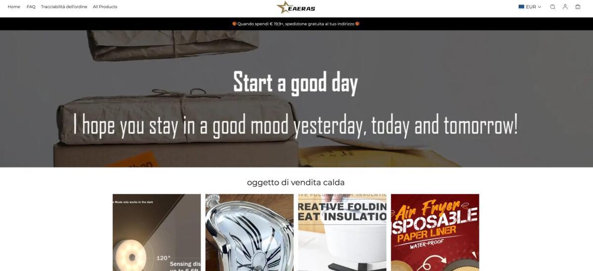 Eaeras.shop è un sito affidabile o una truffa? - 