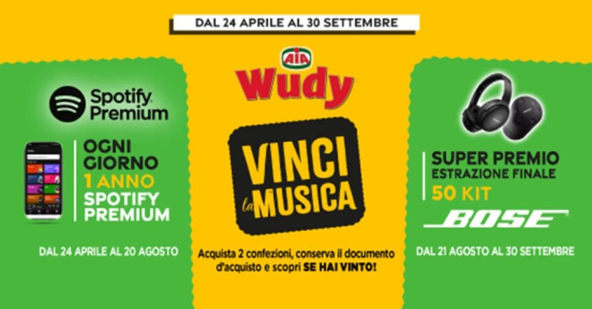 Concorso Wudy AIA: vinci Spotify Premium e cuffie Bose | Come Partecipare - 