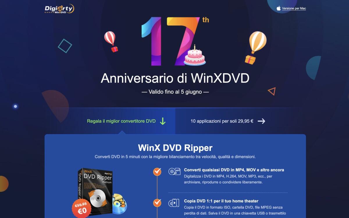 Scarica WinX DVD Ripper Platinum GRATIS per sempre | PC Windows - 