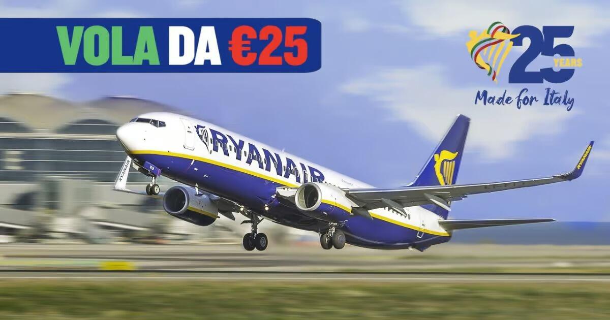 25 anni di Ryanair, tantissimi voli in SCONTO a 25 euro - 