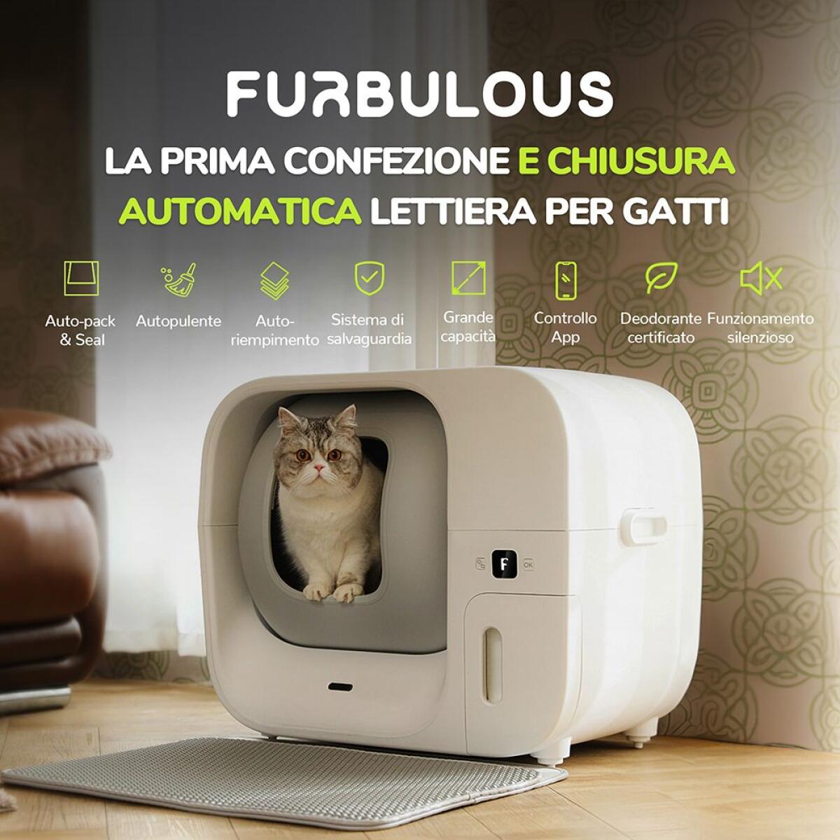 Ecco la lettiera automatica per gatti Furbulous - 