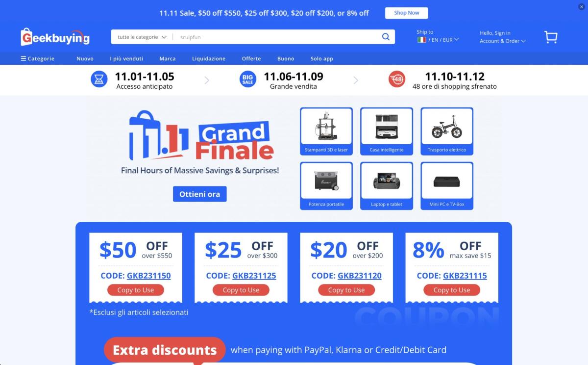 I migliori COUPON Geekbuying validi fino al 12 Novembre - 