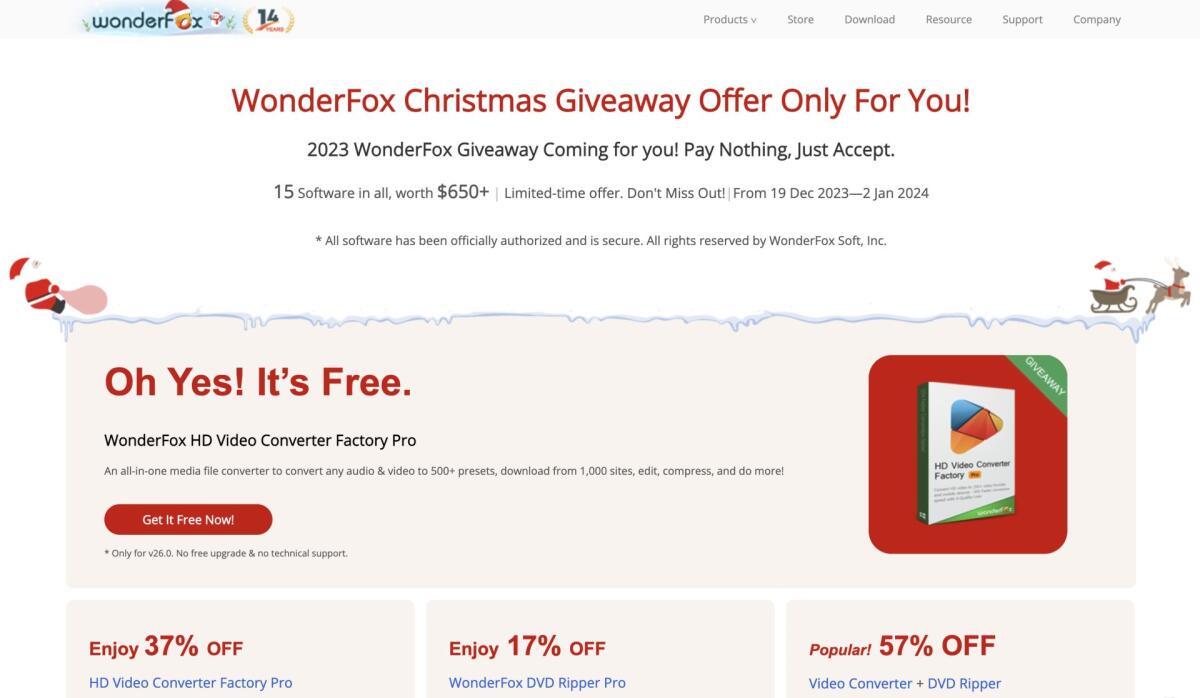 WonderFox Christmas Giveaway 2023: scarica 650$ di programmi GRATIS - 