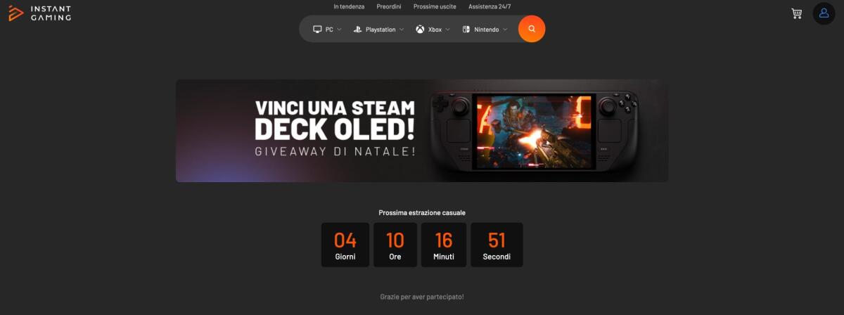 Concorso Instant Gaming: vinci Steam Deck OLED | Come Partecipare - 