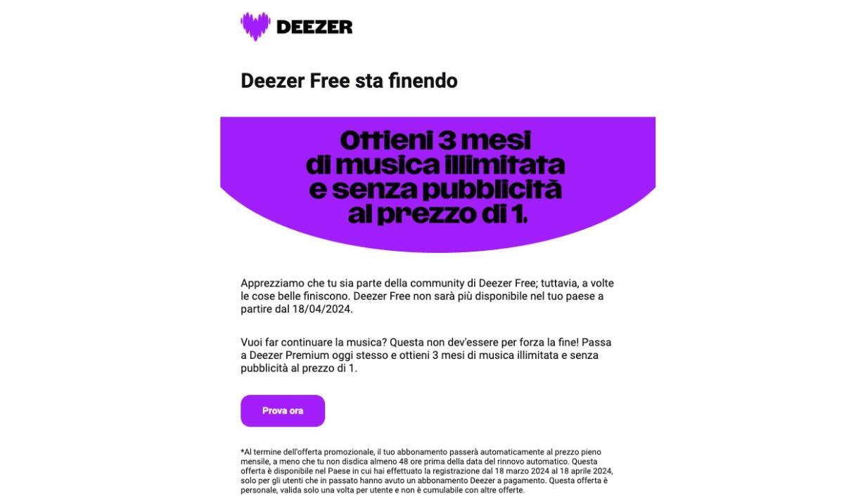 Deezer chiude il piano FREE / GRATIS in Italia da Aprile - 
