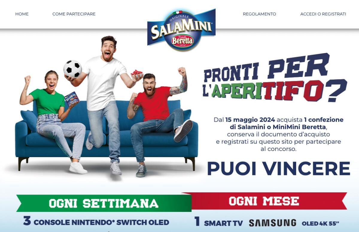 Concorso Salamini Beretta: vinci TV e Nintendo switch | Come Partecipare - 