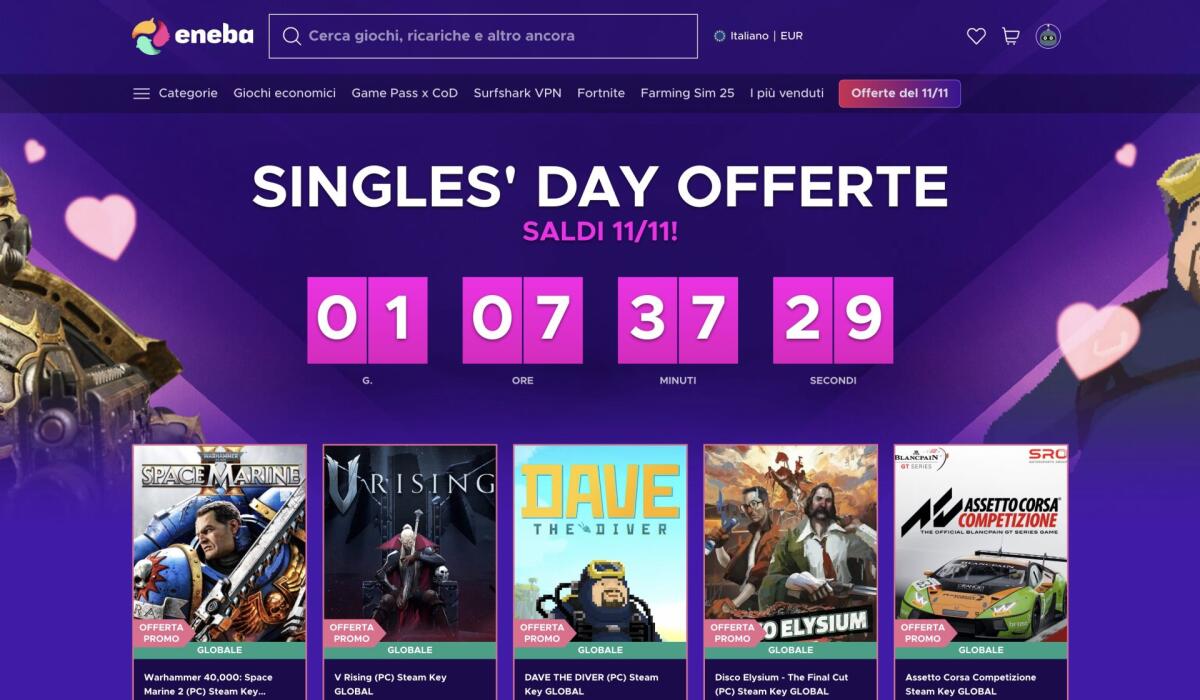 Eneba Single's Day: fino al 90% di SCONTO su tantissimi giochi - 
