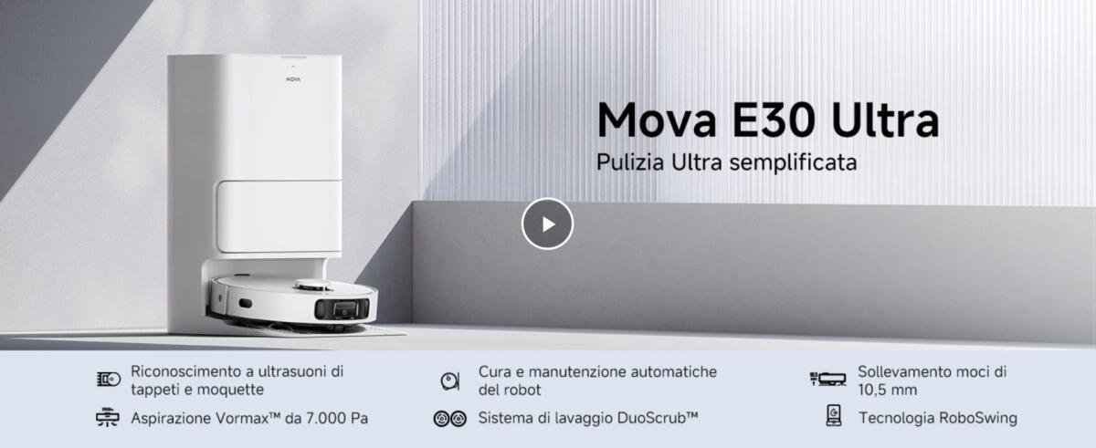 Il robot aspirapolvere Mova E30 Ultra è in SUPER OFFERTA SCONTO al MINIMO su Amazon - 