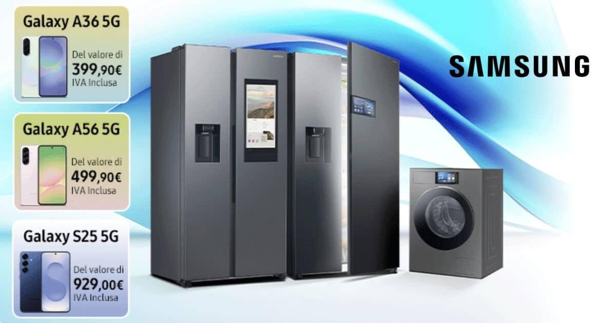 Incredibile: se compri un elettrodomestico Samsung, ottieni in regalo un Galaxy A36, A56 o S25 - 