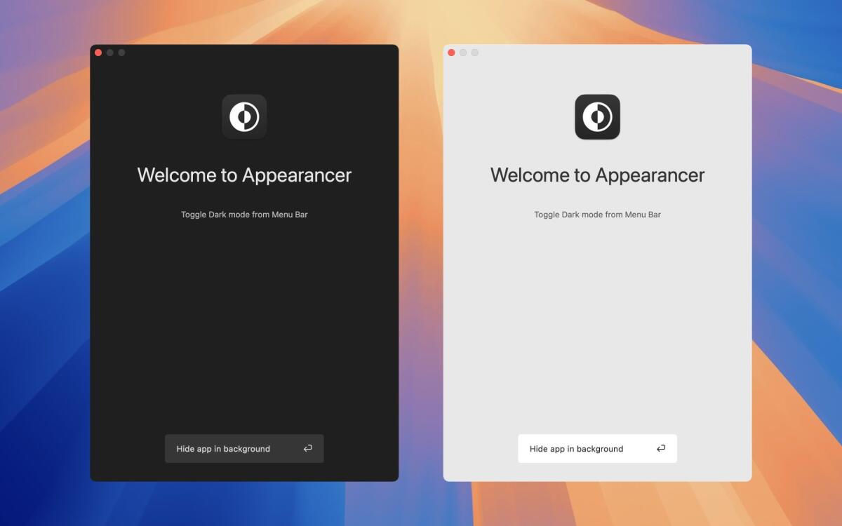 Scopri Appearancer: cambia Dark Mode su Mac in 1 click, gratis e super veloce dalla barra menù! - 