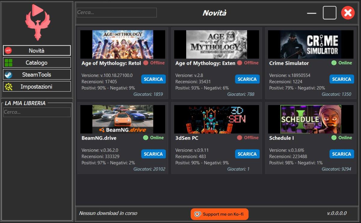 Phoenix Play permette di scaricare GRATIS i giochi per PC Windows - 