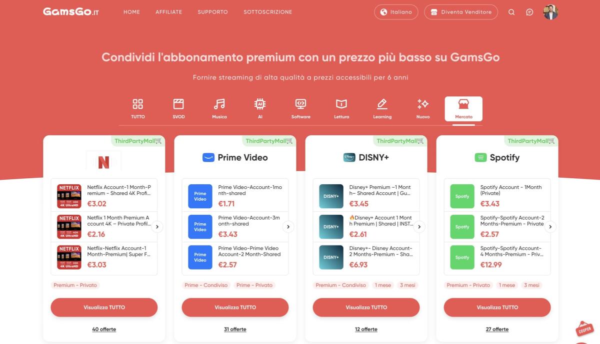 GamsGo lancia il Marketplace: gli abbonamenti condivisi costano ancora meno! - 