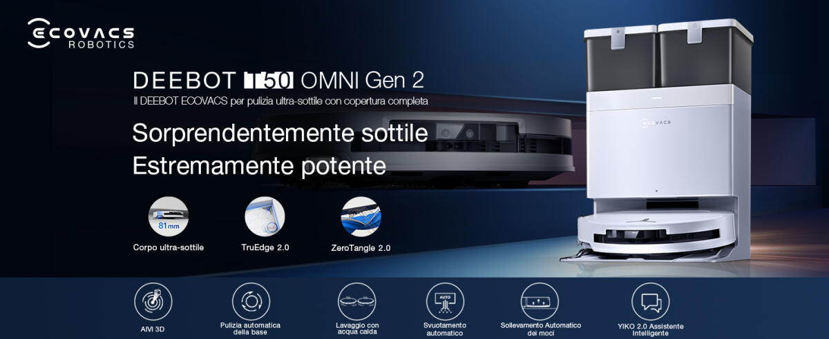 Il robot aspirapolvere DEEBOT T50 OMNI Gen2 è in SUPER OFFERTA SCONTO al MINIMO su Amazon - 