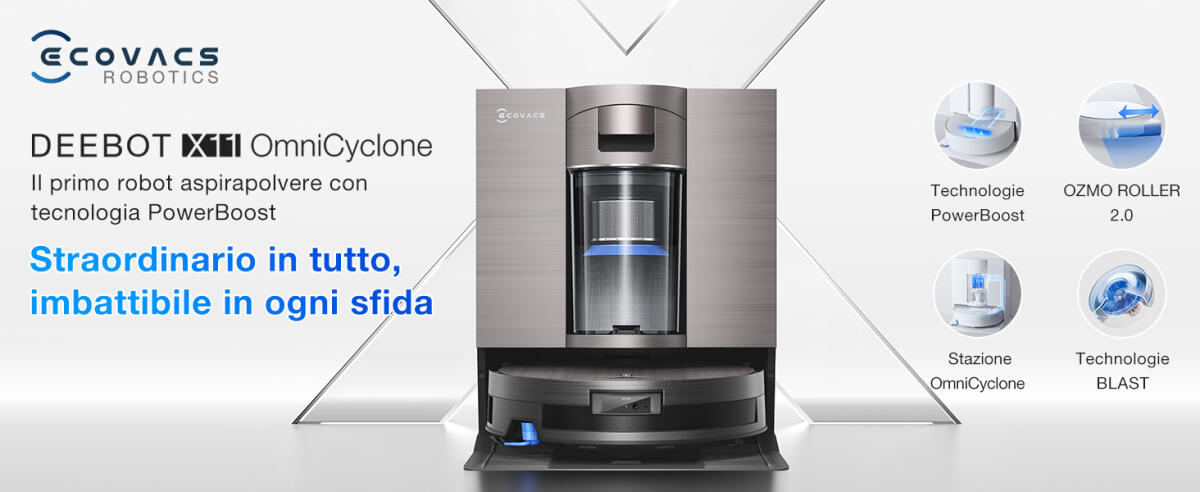 Il robot aspirapolvere ECOVACS X11 OMNICYCLONE è in SUPER OFFERTA SCONTO al MINIMO su Amazon - 