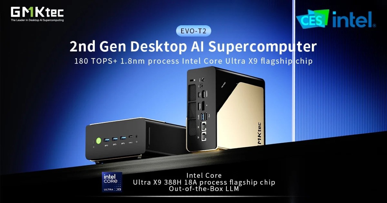 GMKtec EVO-T2: Mini PC Intel Core Ultra X9 388H e 128GB di RAM - 