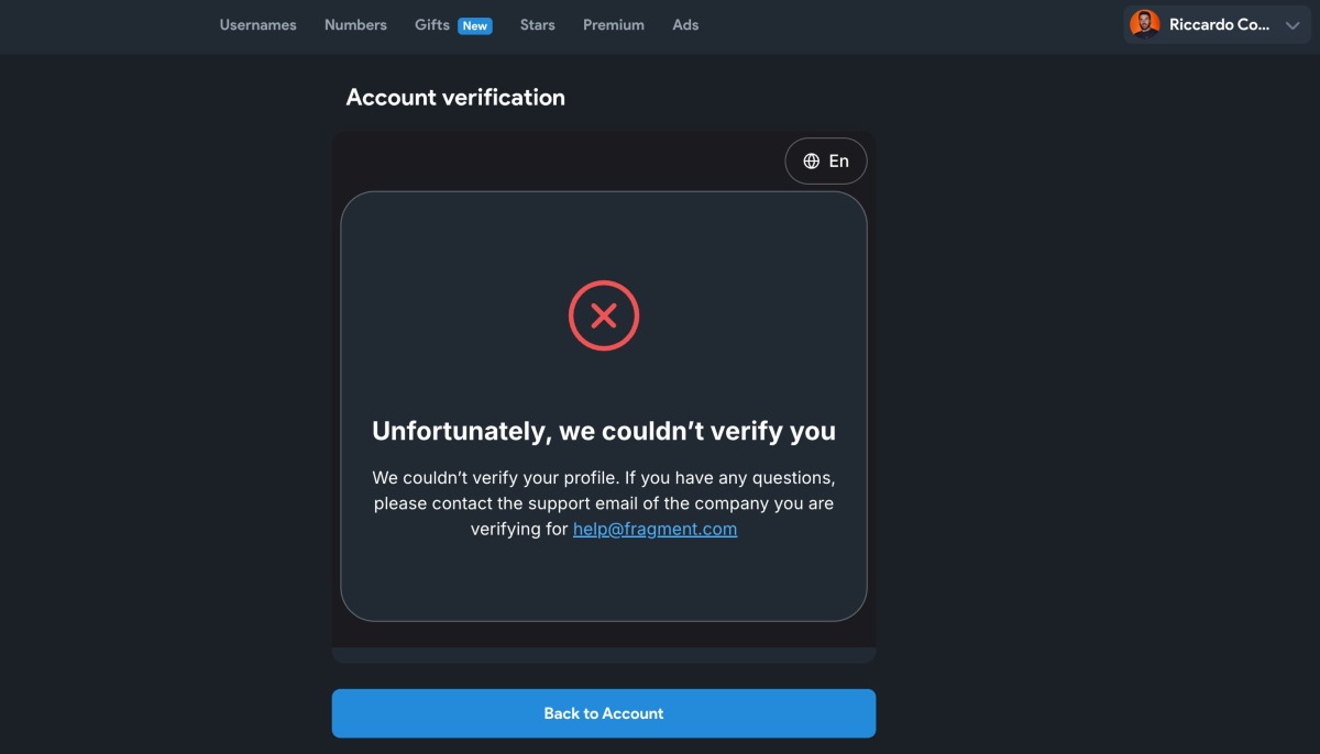 Unfortunately, we couldn’t verify you Fragment: come risolvere? - 