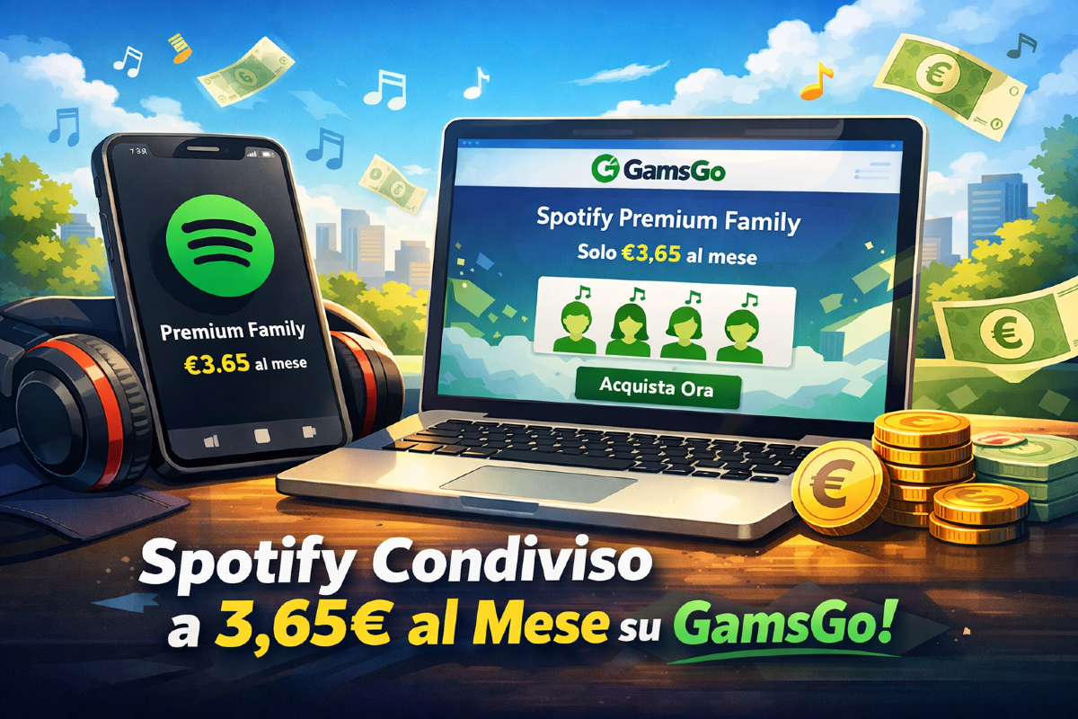 Spotify condiviso costa solo 3,65€ al mese su GamsGo e FUNZIONA alla grande - 