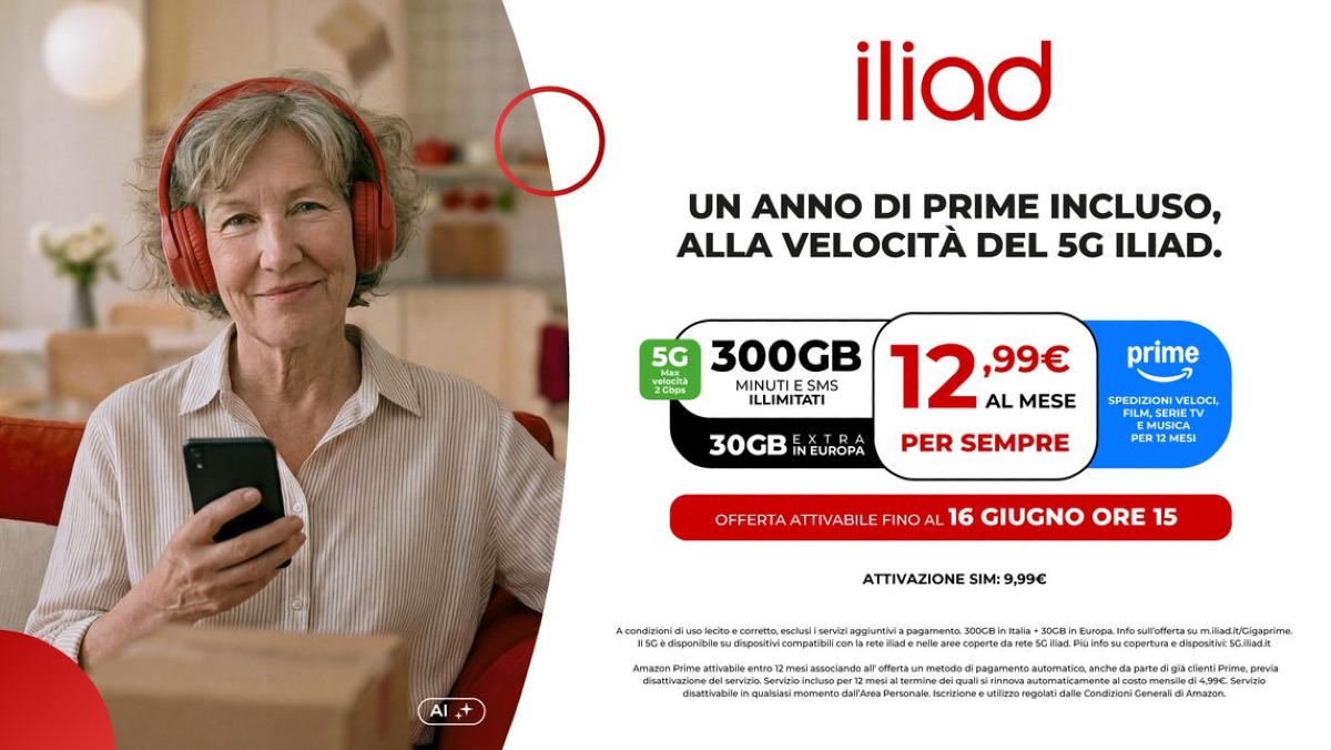 Iliad GIGA PRIME: 300GB in 5G e Amazon Prime per un anno - 
